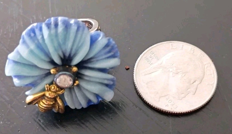 DESIGNER ECHO OF THE DREAMER STERLING BRONZE BEE FLOWER FLORAL GEM RING sz5.5