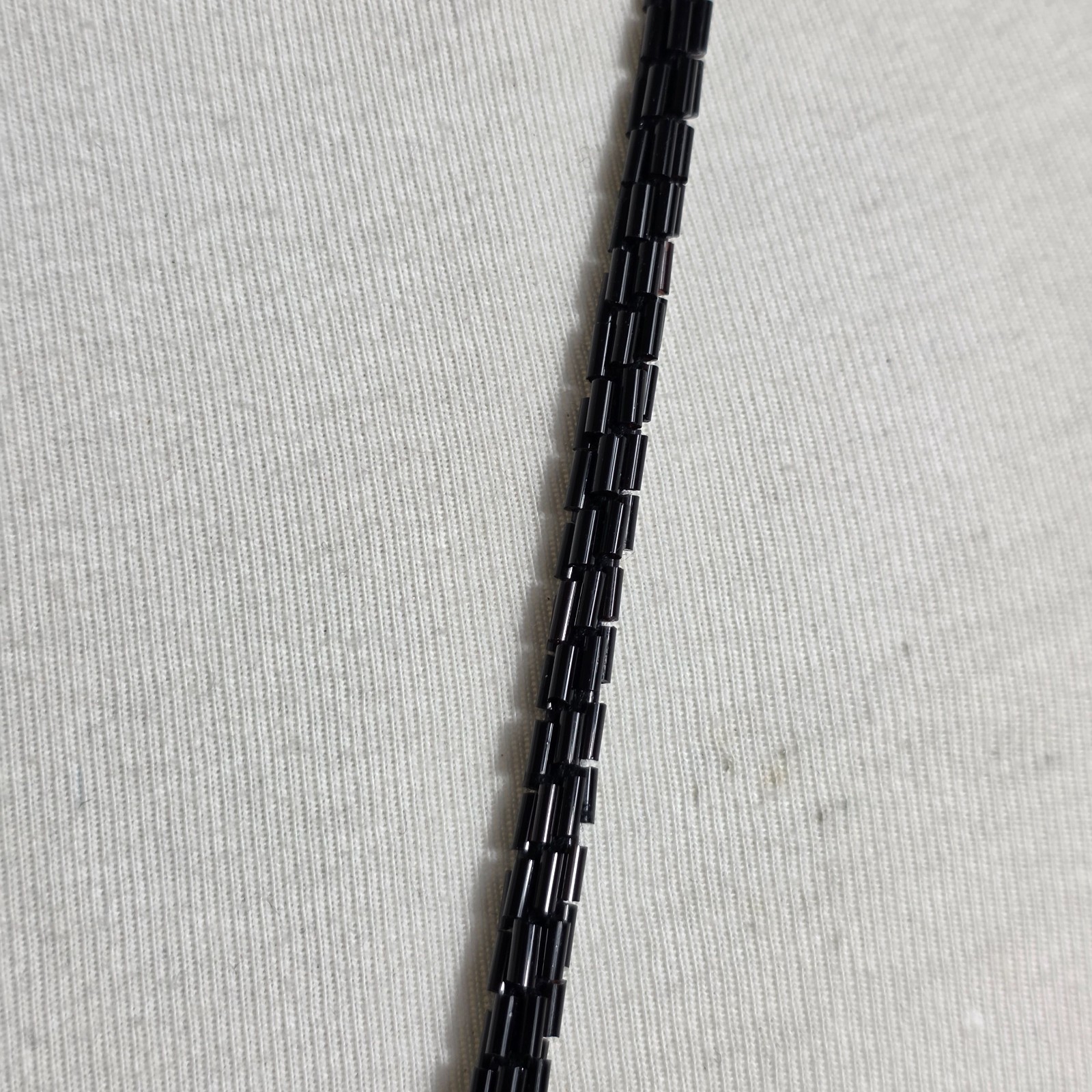 Vintage-Style Black Beaded Lariat Necklace Long Clasp Free Intricate Tassel Ends