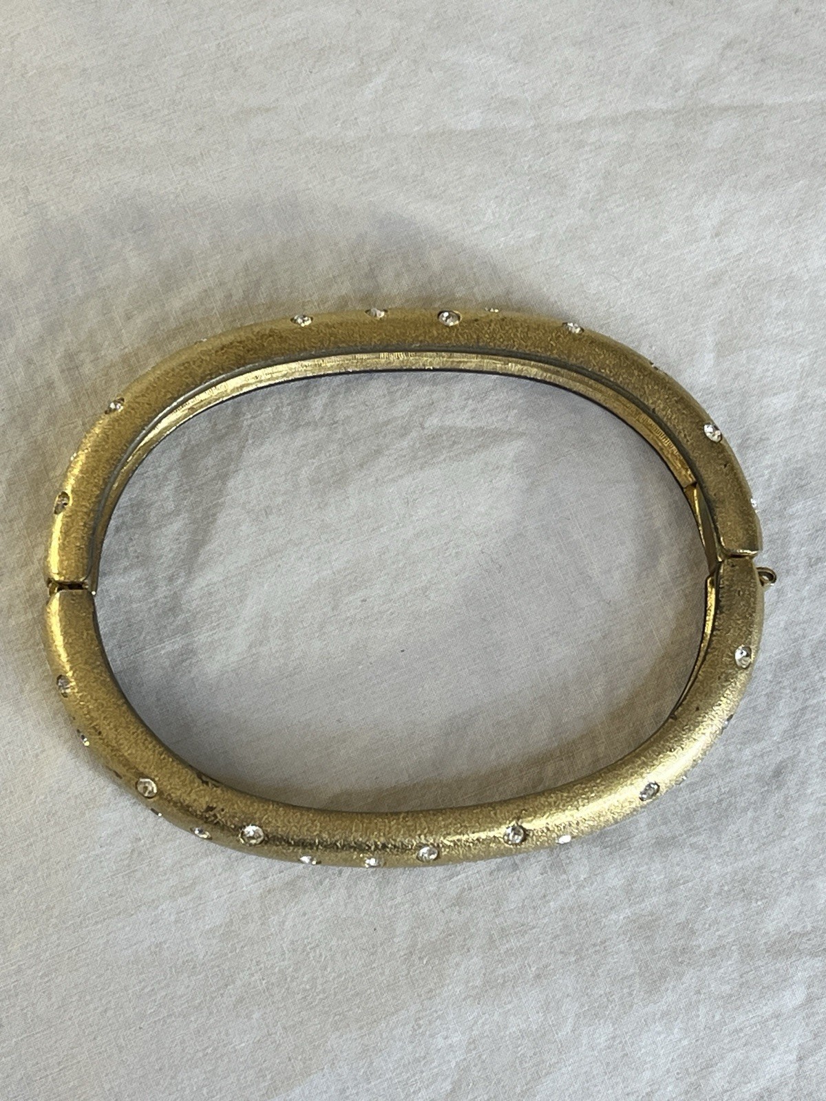 Vintage Swarovski Set Bracelet and Clip Earrings Matte Gold Tone Polka Dots