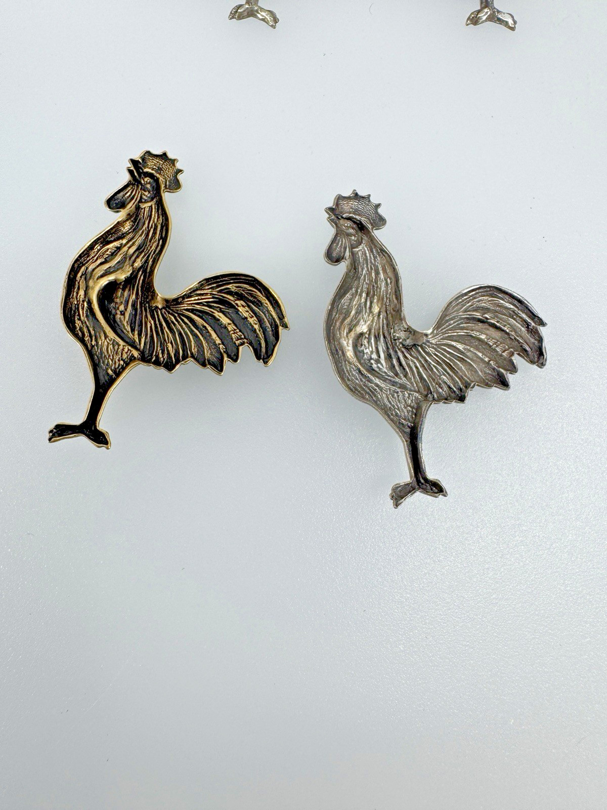 Rooster Silver and Brass Toned Jewelry Finding Stamping