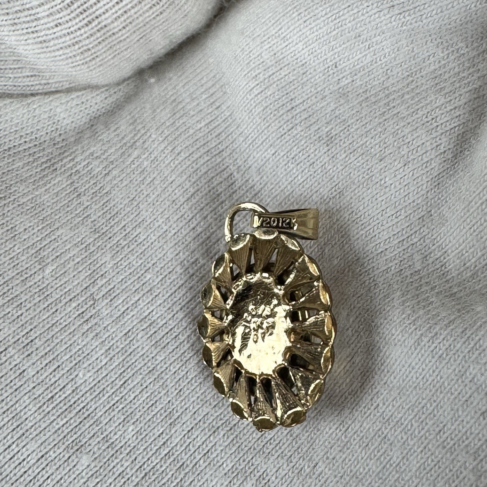 Vintage Gold-Filled Pendant w/Opalescent Glass Cabochon Mid-Century Opalite