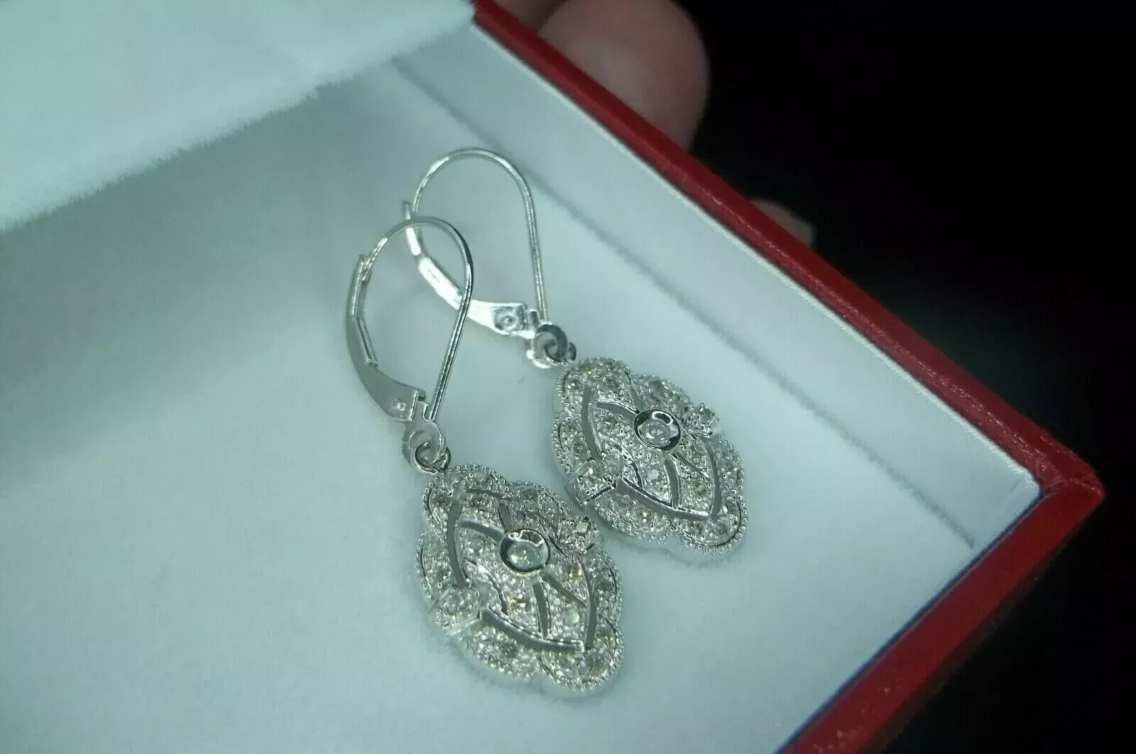 Vintage Style 2.5Ct Lab Created Diamond Drop/Dangle 14k White Gold FN Earrings