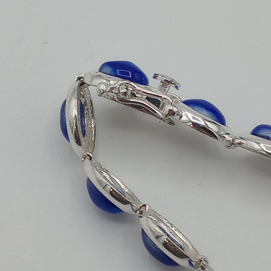 FAS DESIGNER Sterling Silver Blue Lapis Stone Bracelet Vintage Fashion Jewelry