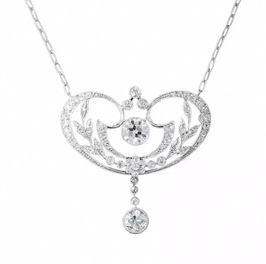 2Ct Art Deco Style Lab Created Diamond Anniversary 14K White Gold Finish Pendant