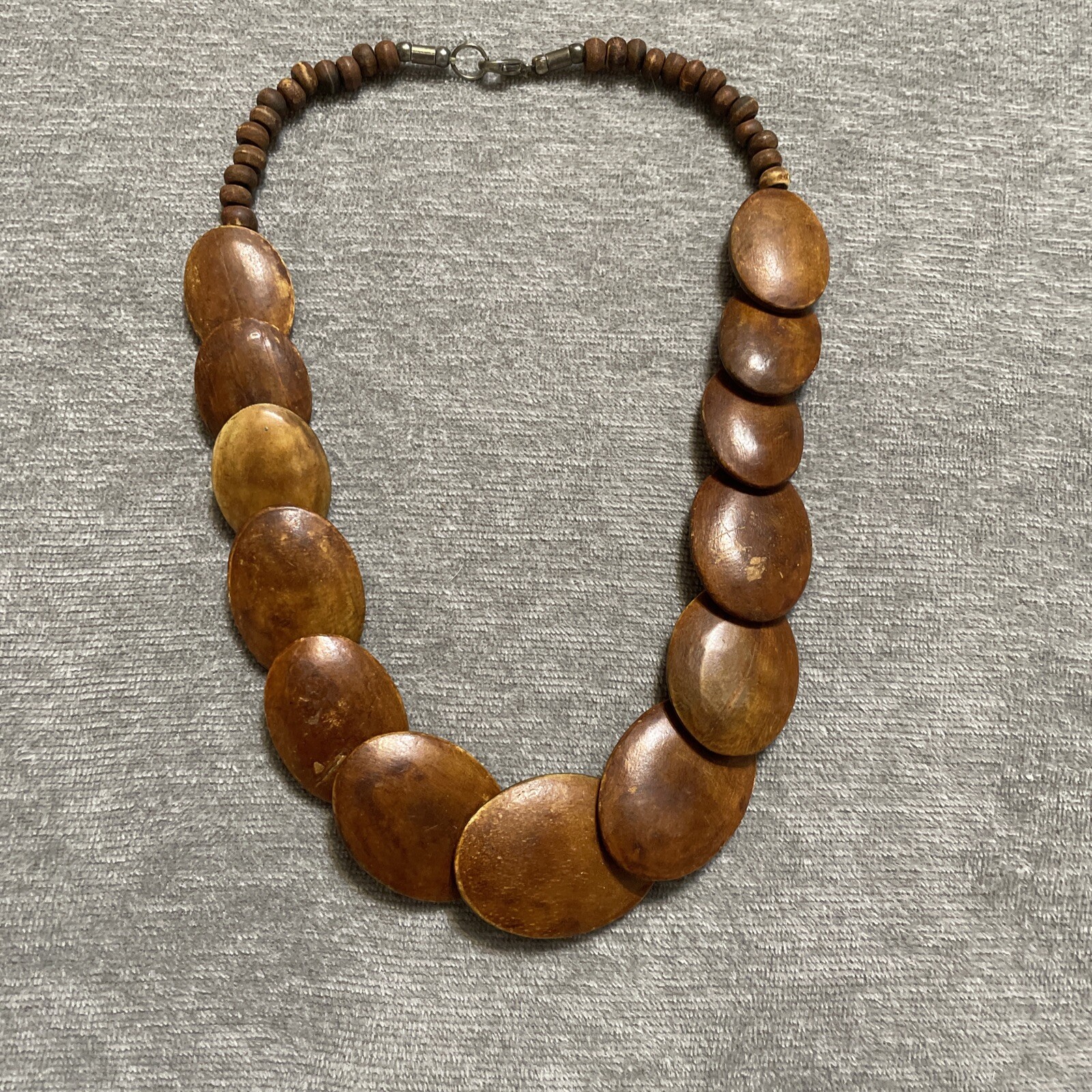 Interesting Vintage Ethnic North African Necklace – Polished, smooth &flat beads