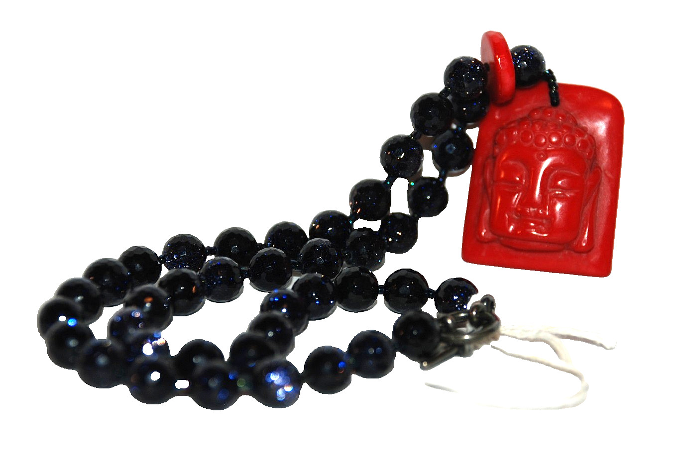 Blue Goldstone Coral Budda Choker Necklace Women’s Jewelry JOI N120 Vintage 1987