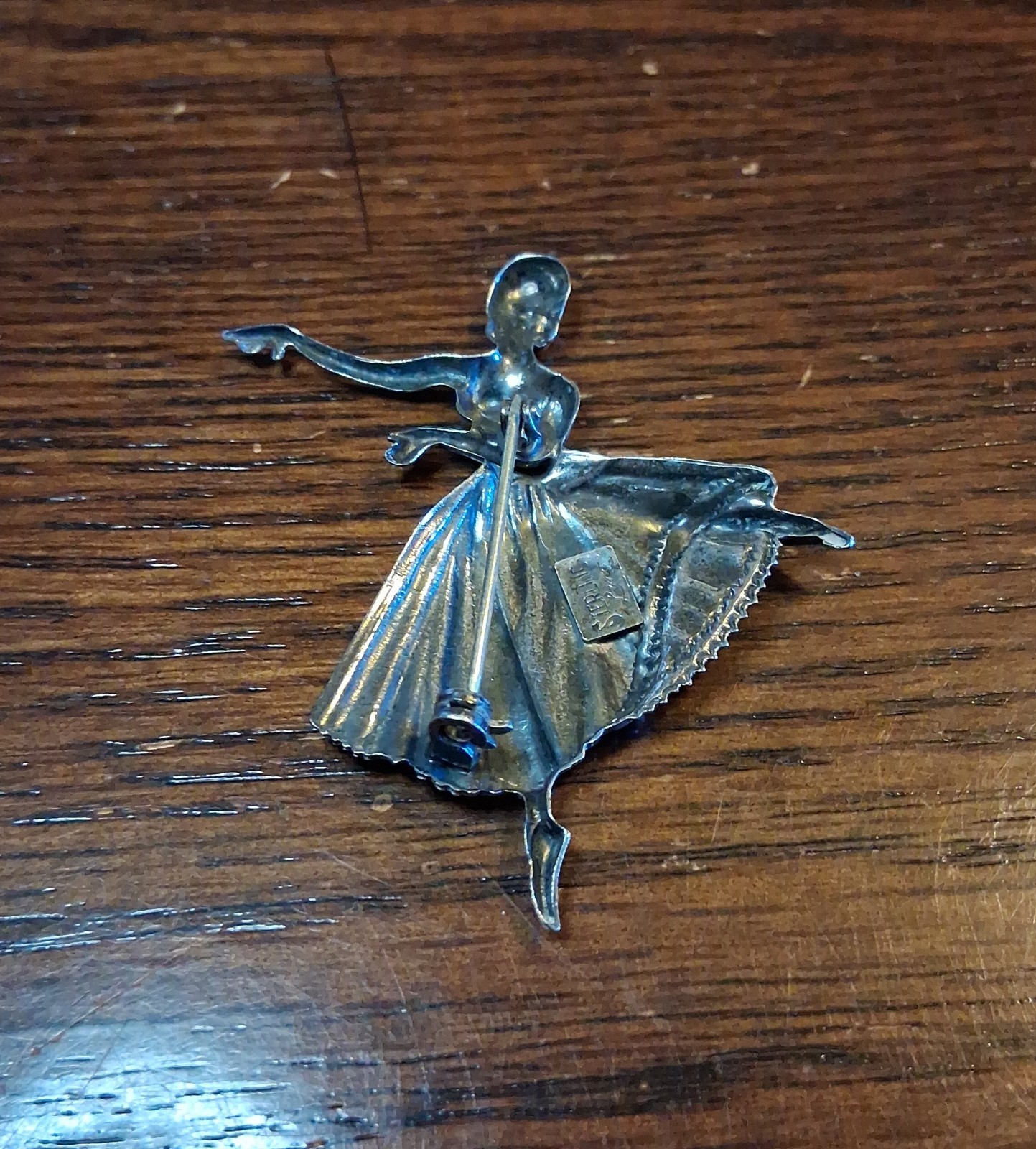 Vintage Lang Sterling Ballerina Dancer Brooch Pin 7g See Pics/Description