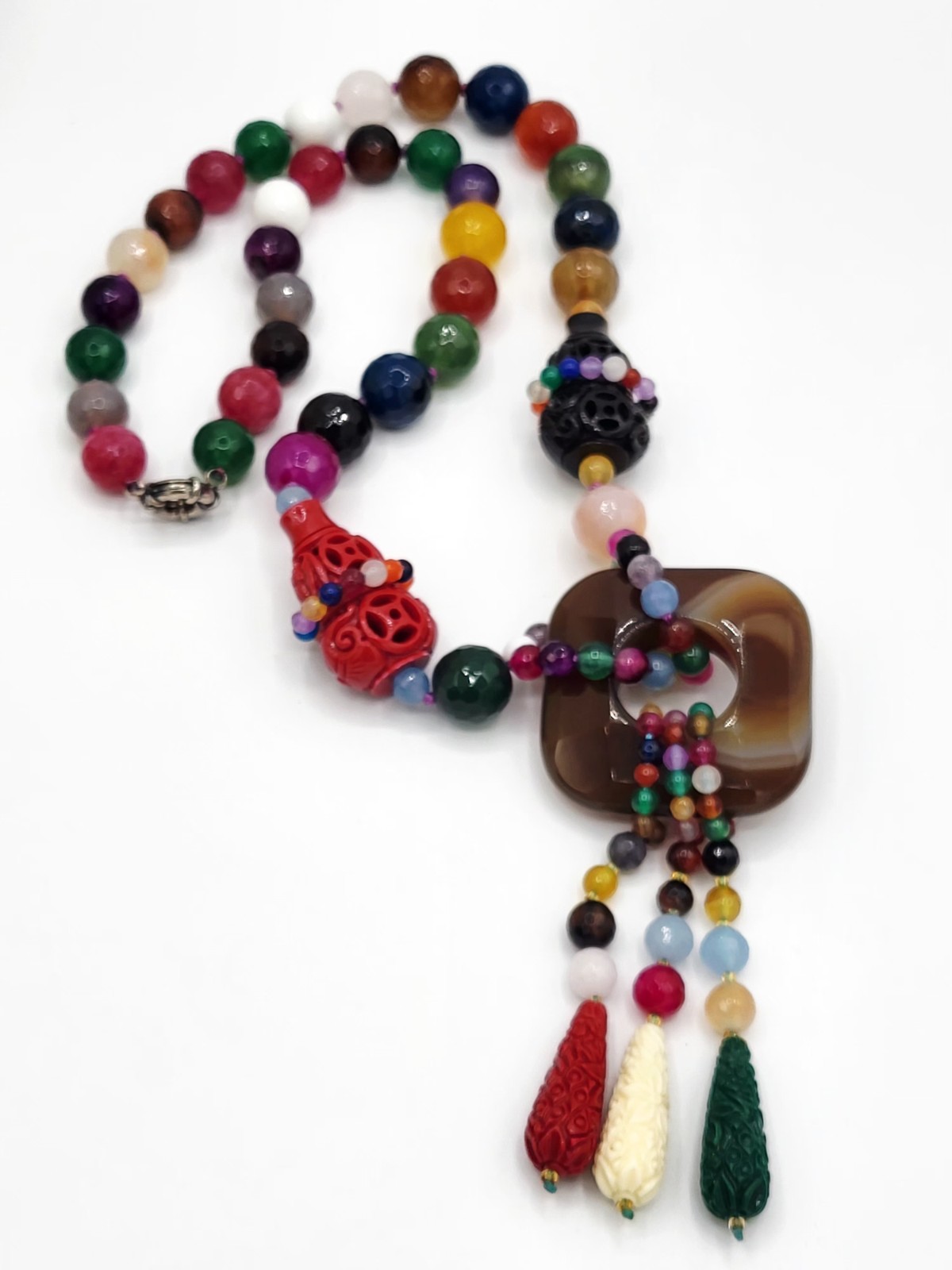 HUGE Asian Inspired Semi-Precious Stone Necklace 22″