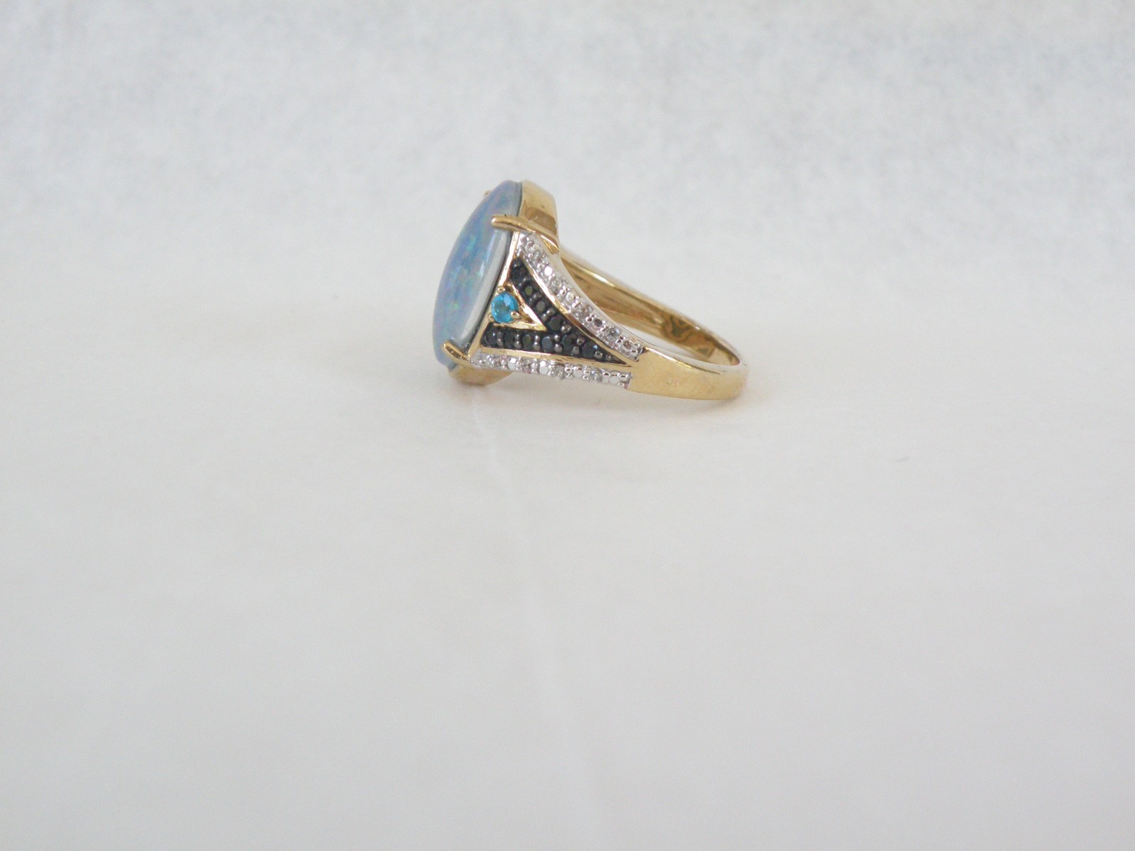 Sterling Silver 925 Gold Over Australian Opal Triplet Gemstone Ring Size 6