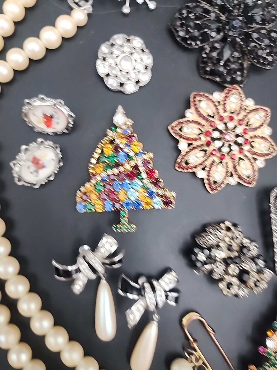 Vtg Costume Jewelry Lot Rhinetones Signed & Unsigned WEISS, JULIANA? Etc