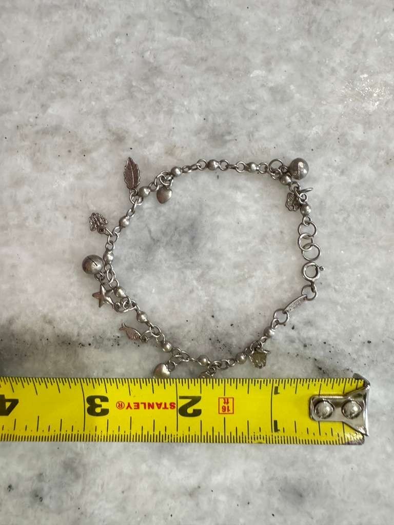 Antique Sterling Silver 925 Charm Bracelet Vintage Classic Chain MD53V