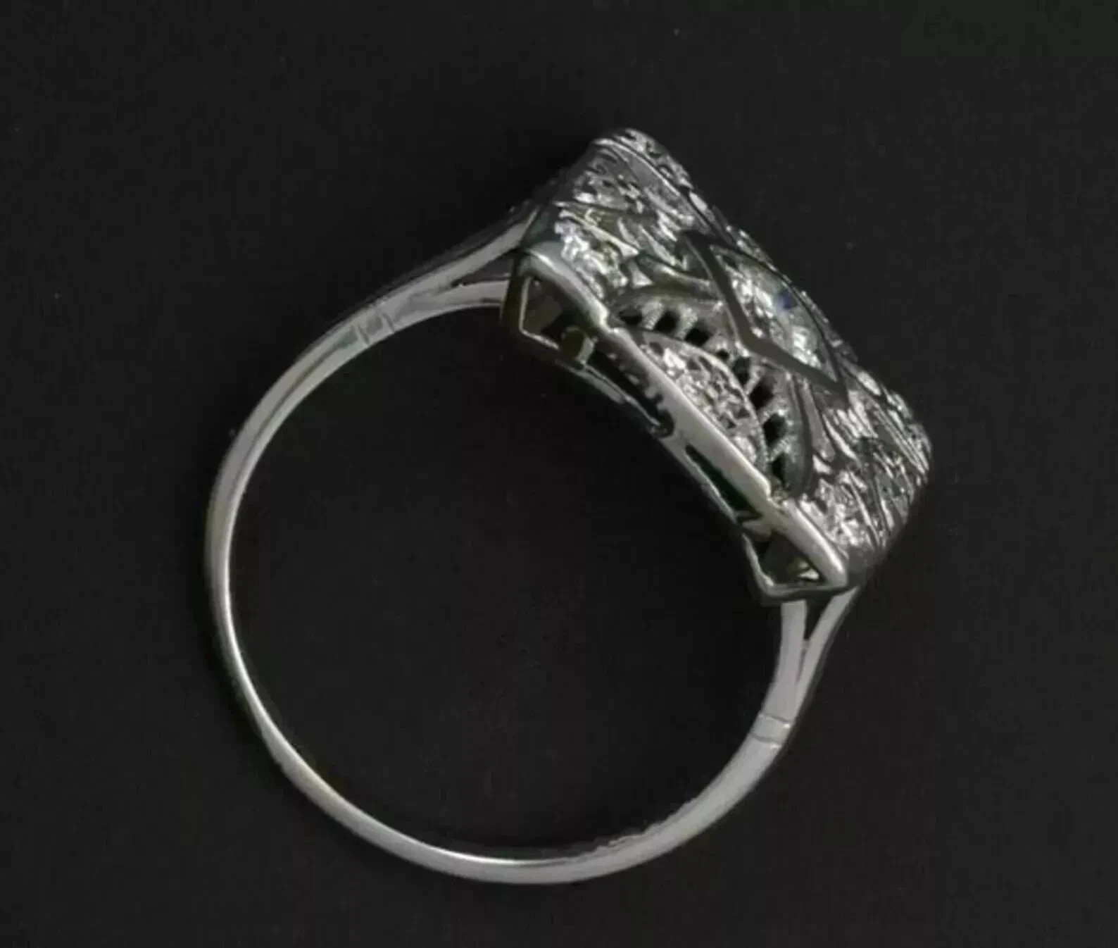 Art Deco Style 3.3Ct Lab Created Diamond Vintage Halo 14K White Gold Finish Ring