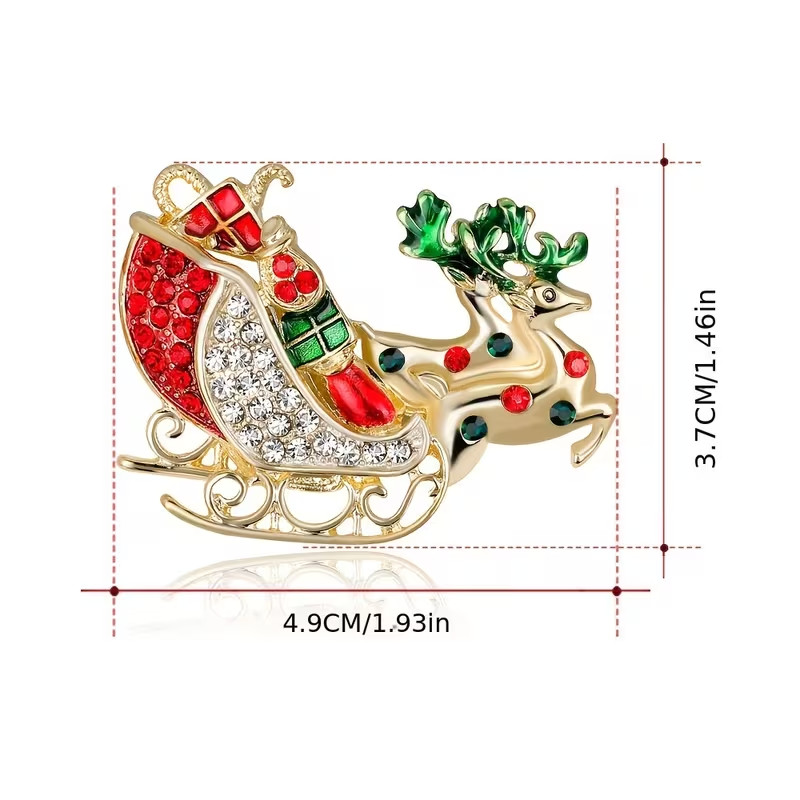 1pc Luxury Christmas Reindeer Brooch Pin Golden Plated Zinc Alloy Festive