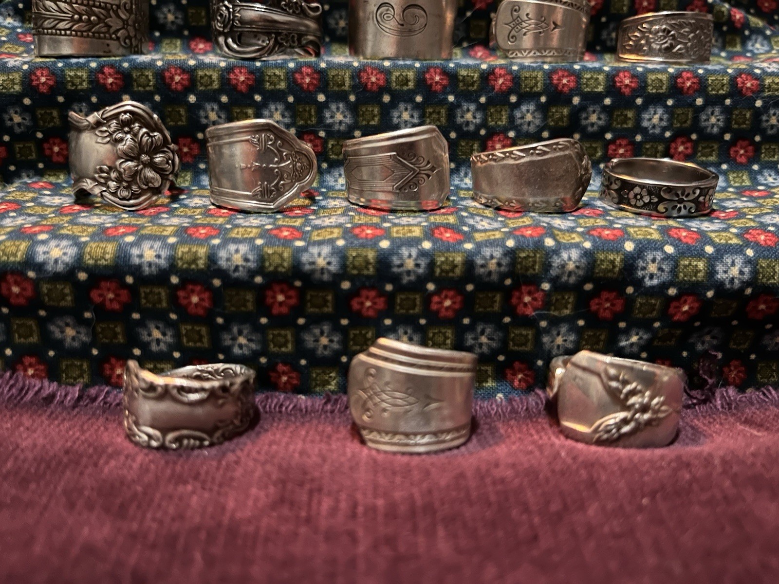 Spoon Ring Lot Of 18-Silver Plated & Stainless Steel Antique & Modern