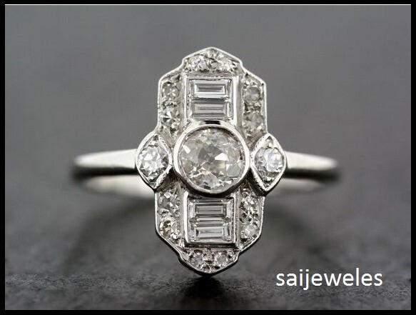 Vintage Art Deco 1.20CT Round Lab-Created Diamond Wedding Ring 14K White Gold FN