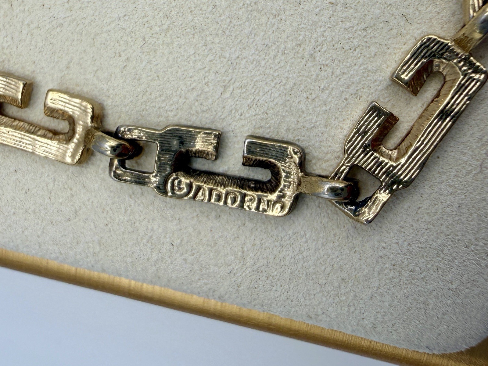 Adorno Gold Tone Link Bracelet Rhinestone Accent Geometric Vintage 7.75”