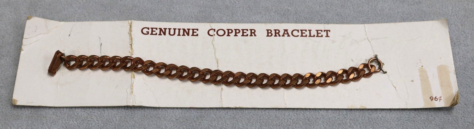 Vintage NEW Old Stock COPPER Curb Link Bracelet on Original Card