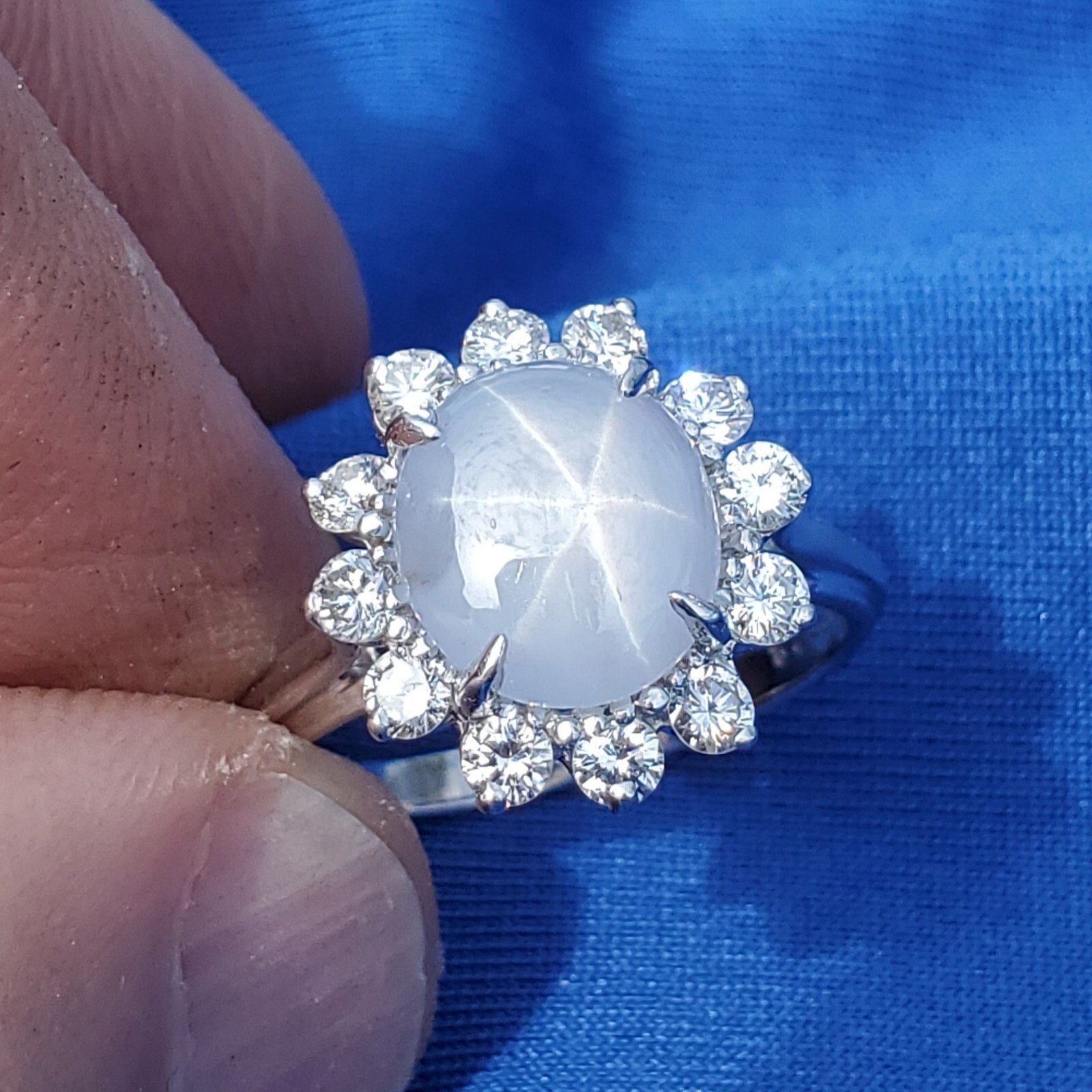 Original EARTH MINED STAR SAPPHIRE DIAMOND Deco Engagement Ring Diana Solitaire