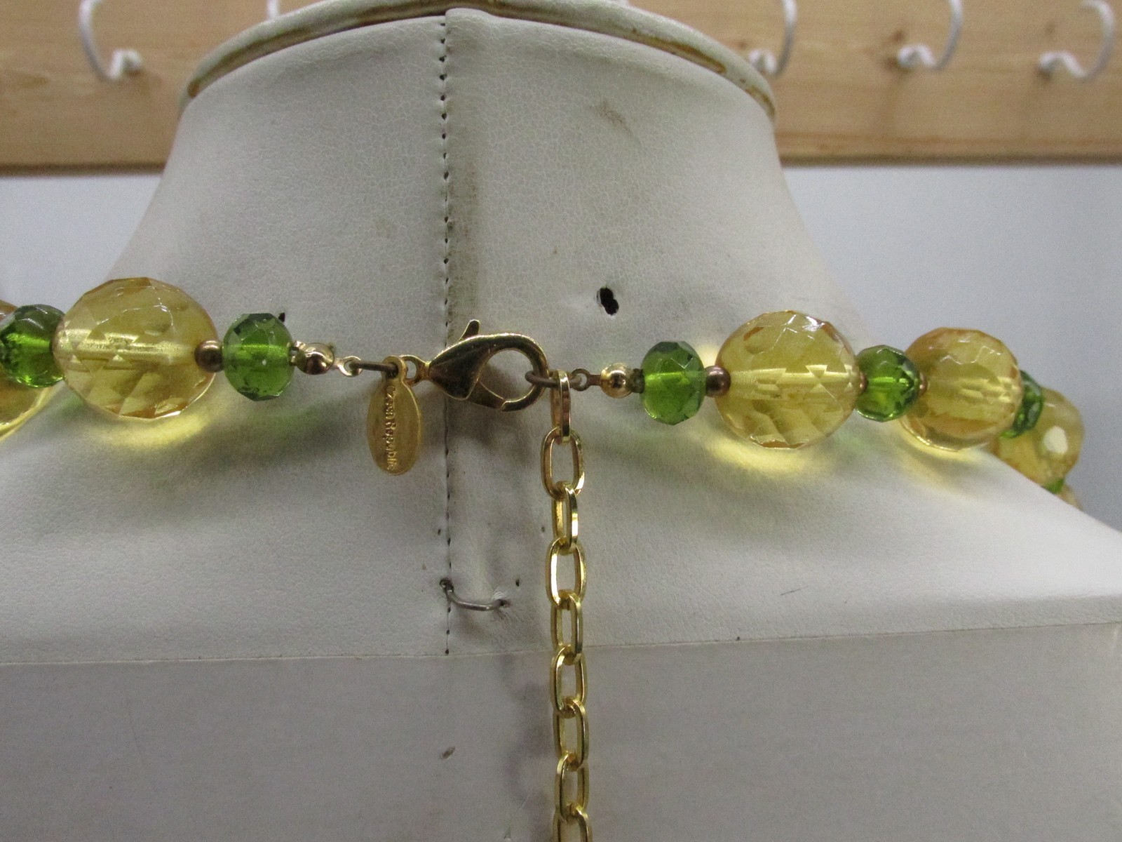 Joan Rivers Czech Republic Yellow & Green Faceted Beaded Necklace 36-39″