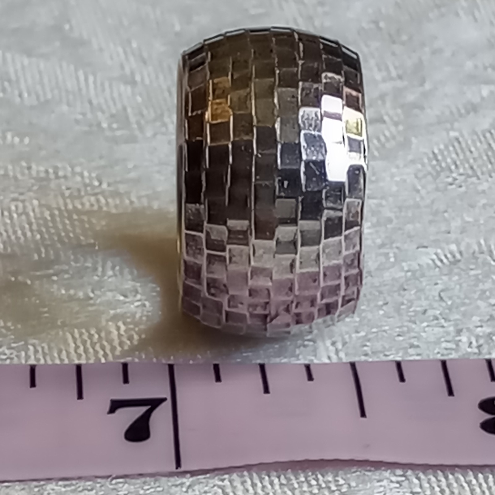 Vintage Patina Sterling Silver Thailand Hammered Disco Dome Ring 6 3/4 1/2 wide