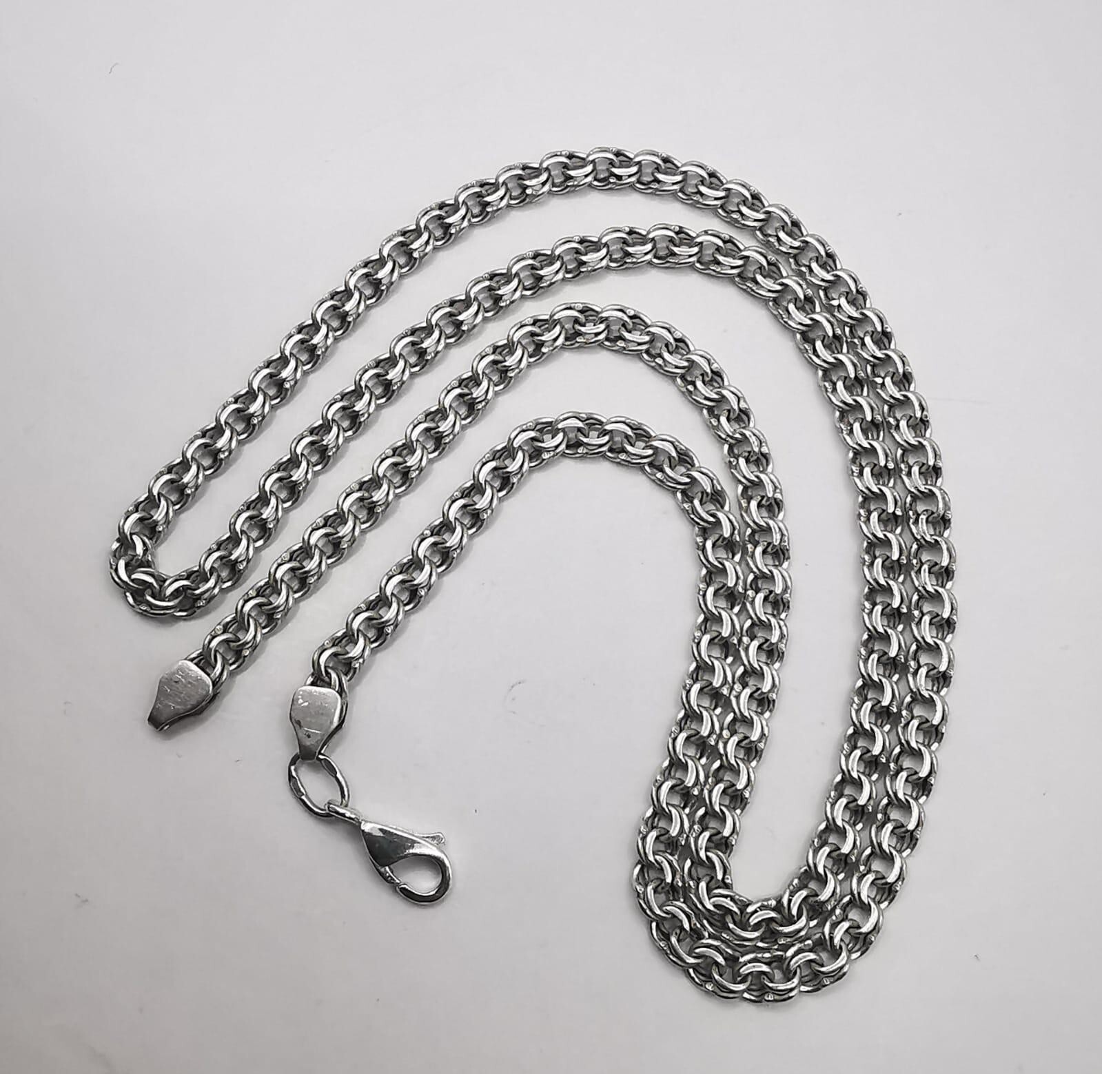 Vintage Sterling Silver 925 Signed Chain Necklace, 20.67g, 24.41″ Adult Unisex