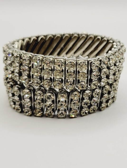 Crystal Stretch Bracelet Made In Hong Kong Japan Set of 2 Stackable Vintage