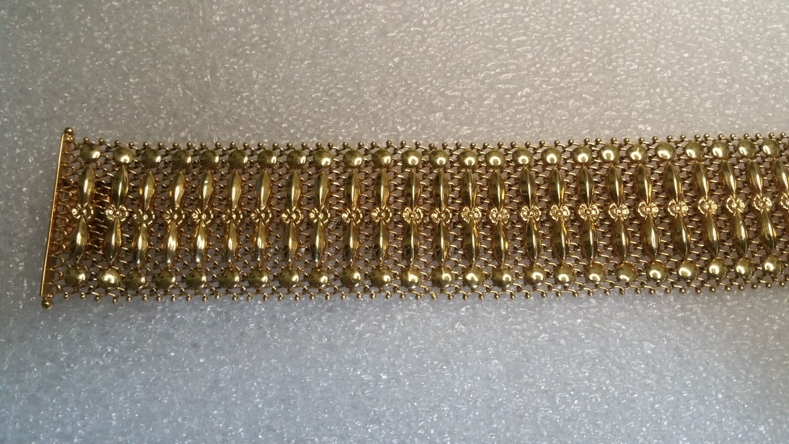Italian Mesh Bracelet 18k Gold Charm Wide Vintage Yellow Woven Women’s Men’s Old