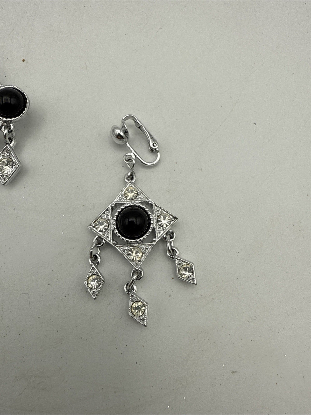 1973 SARAH COVENTRY Operetta Rhinestone Silver-Tone Diamond Brooch & Earrings