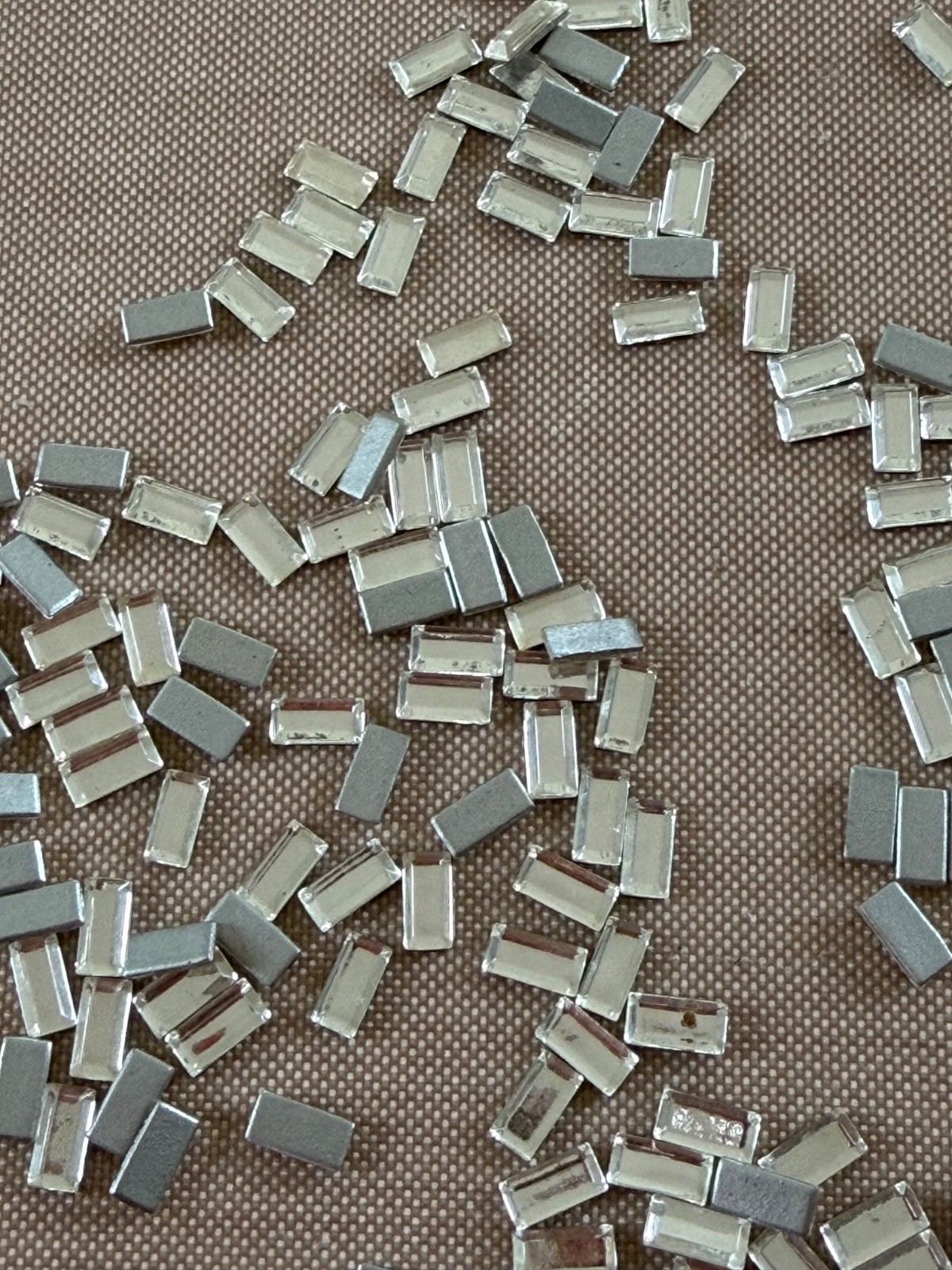 250 Rectangular Vintage Crystal Rhinestones 5×2.5mm Silver Foil Flat Back NOS