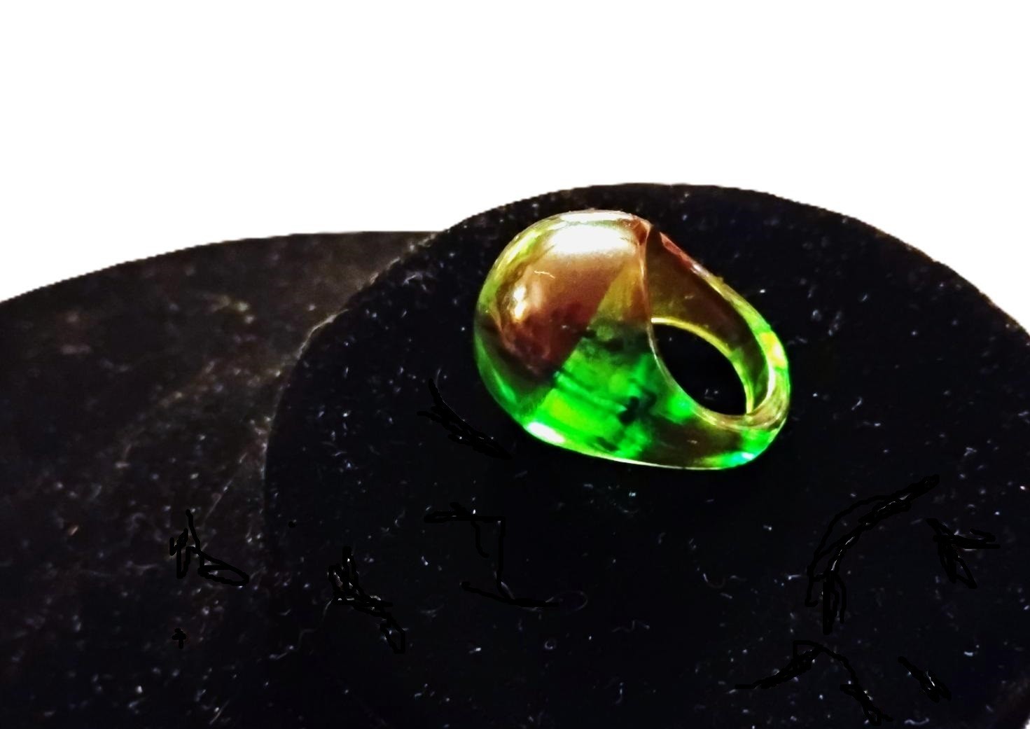 vintage 1960’s Green Lucite Bubble Dome Ring size 8.5