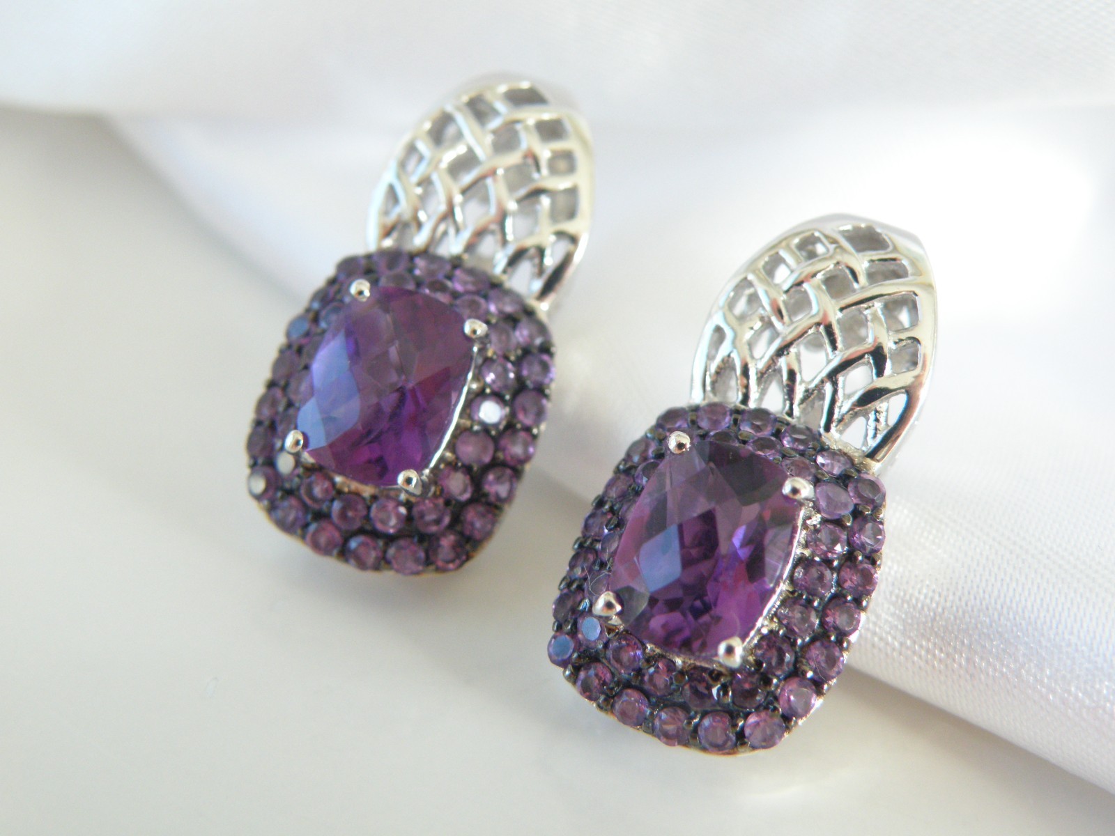 Sterling Silver 925 Natural Heated African Amethyst Earrings