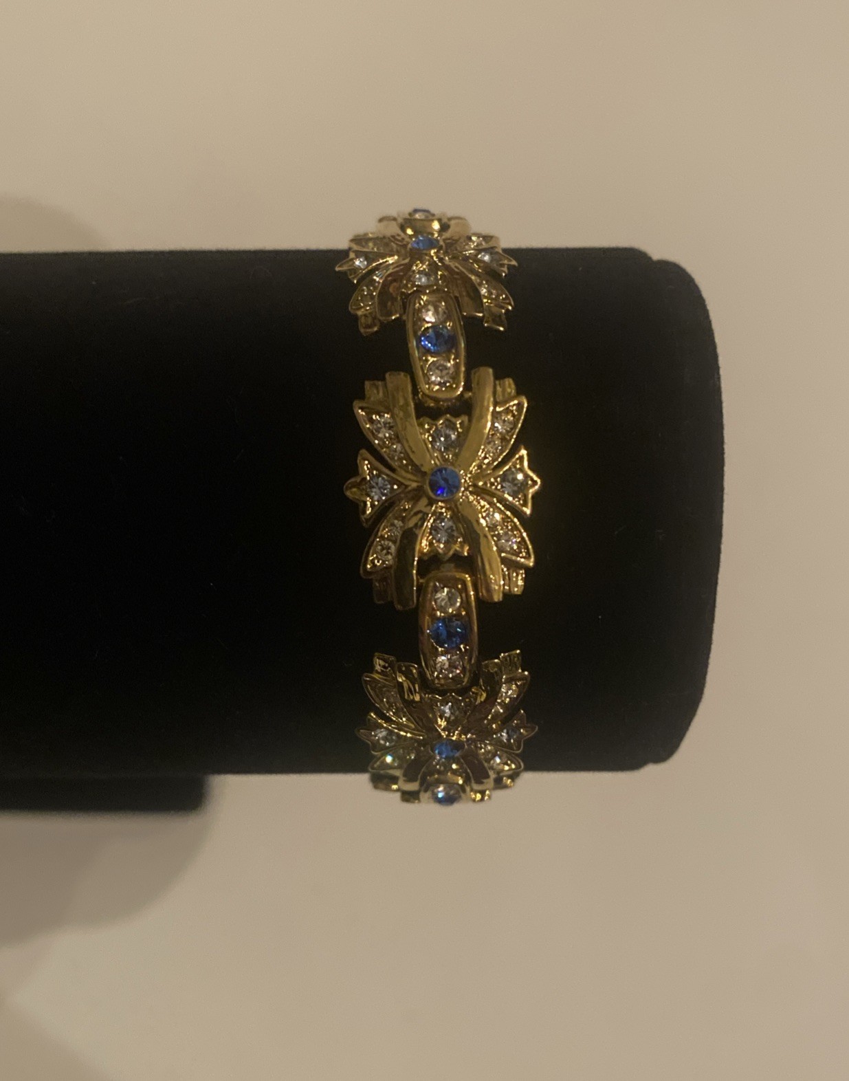 Camrose & Kross Jacqueline Kennedy Sapphire And Crystal Flower Gold Bracelet