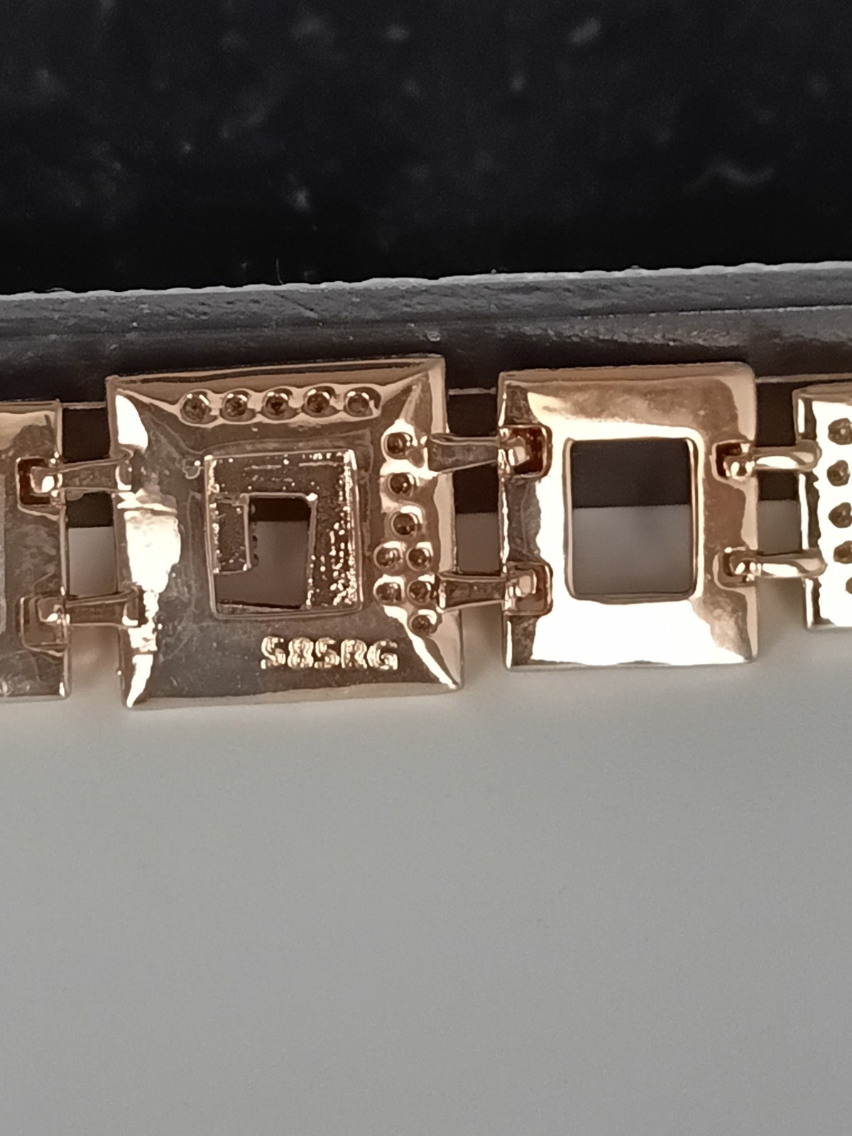 Vintage 1990-s Rolled Gold Zircons Bracelet- Hallmarked 585 RG!!