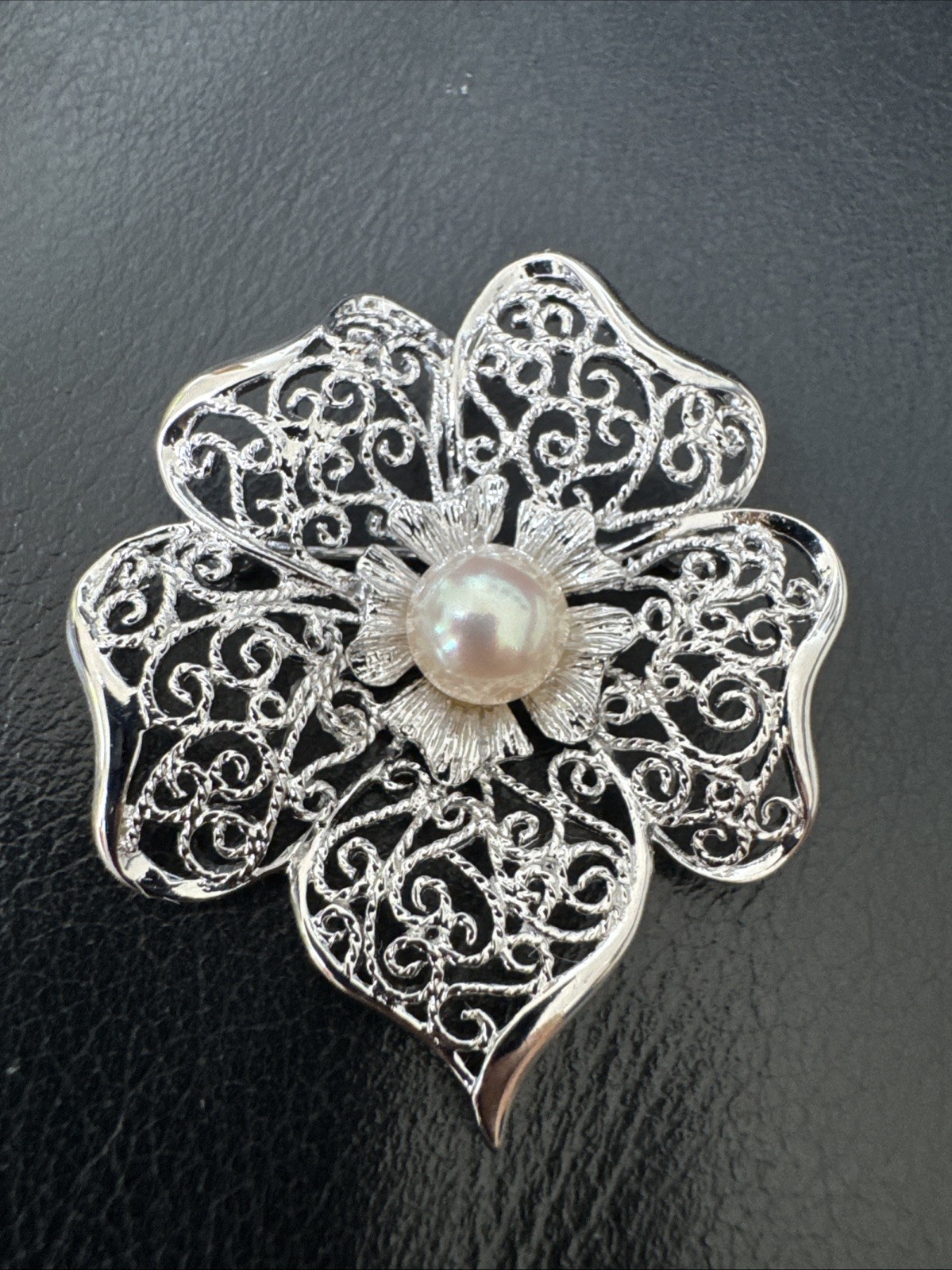 Vintage Mitsukoshi Brooch/Pendant Cultured Pearl Orig Velvet Box Japan
