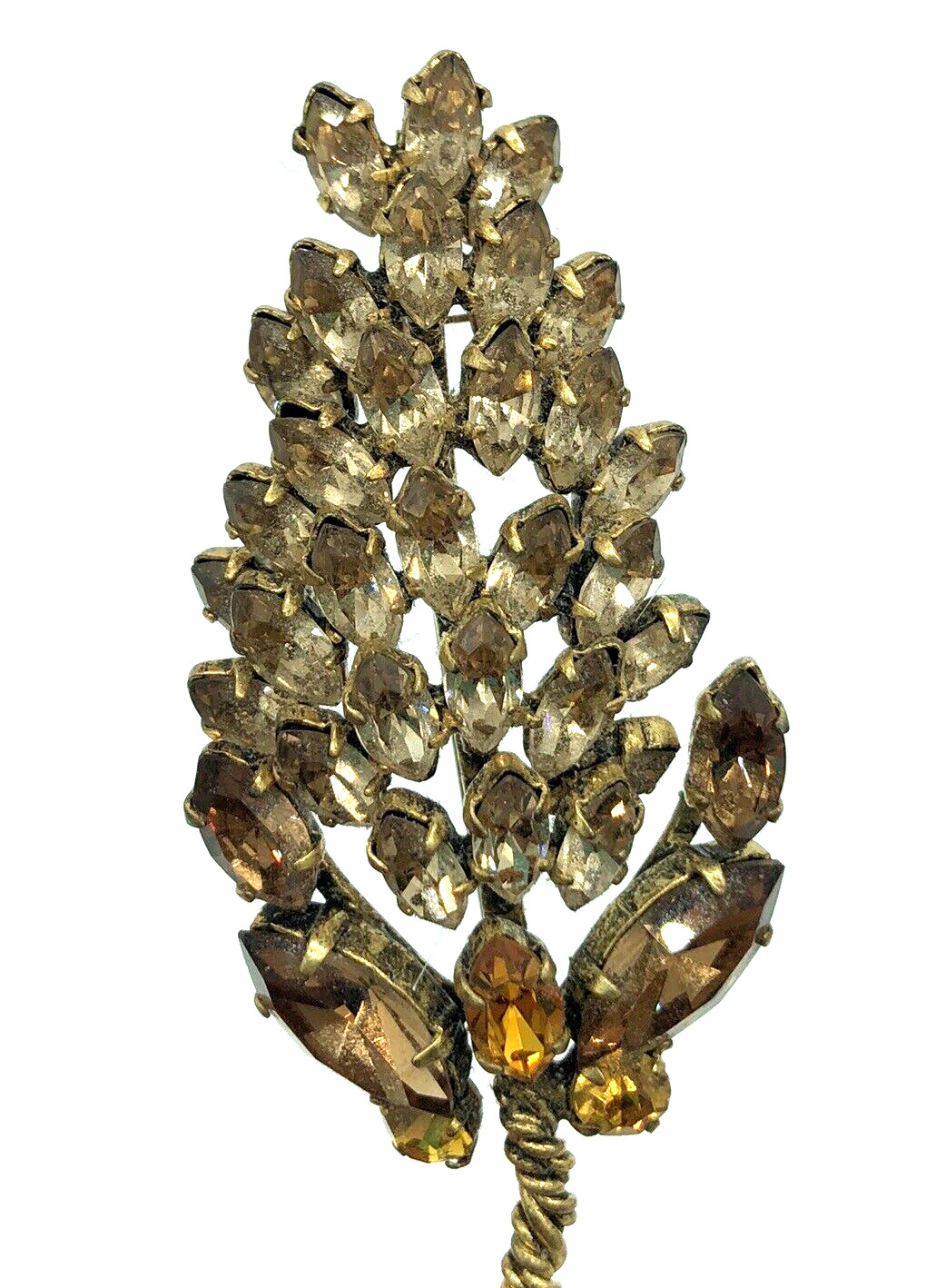 Brooch Schreiner Dior Era Made in Austria Champagne Crystal Wisteria Flower