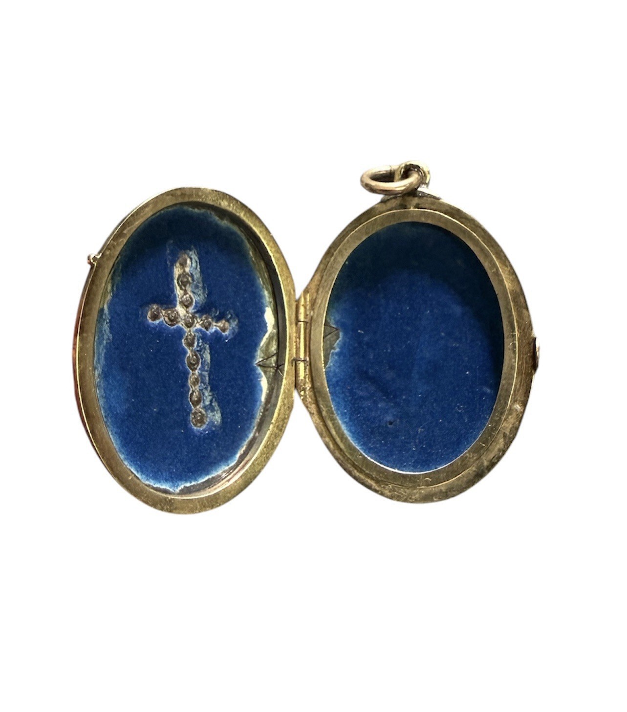 Antique Victorian Etruscan 14k Solid Yellow Gold Blue Enamel Locket Pendant