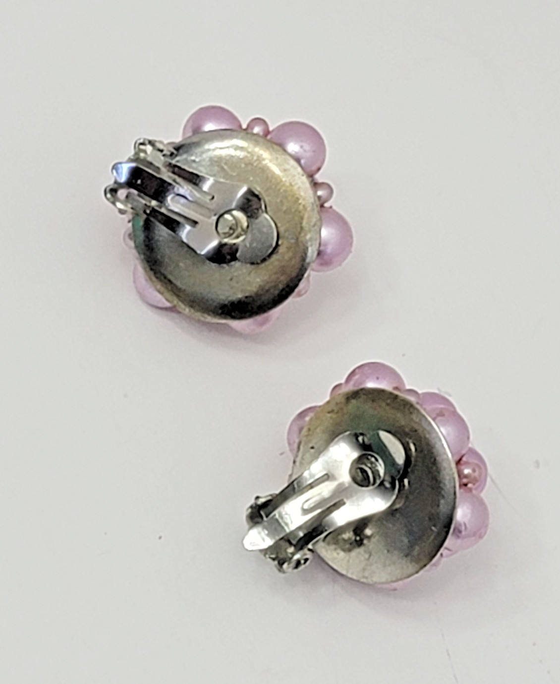 Vintage Lilac Imitation Glass Pearl Necklace & Earring set, 5 Strands