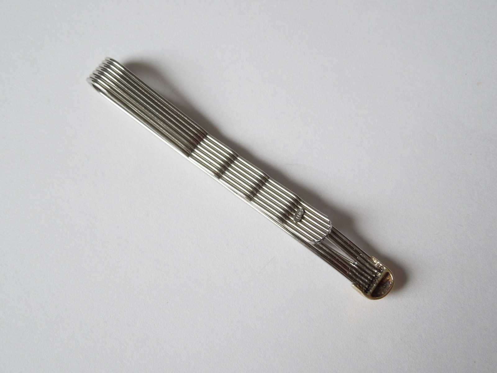 Tie Clip Stainless Steel & 585 Gold Vintage 5.1 g/7.2 x 0.7 cm