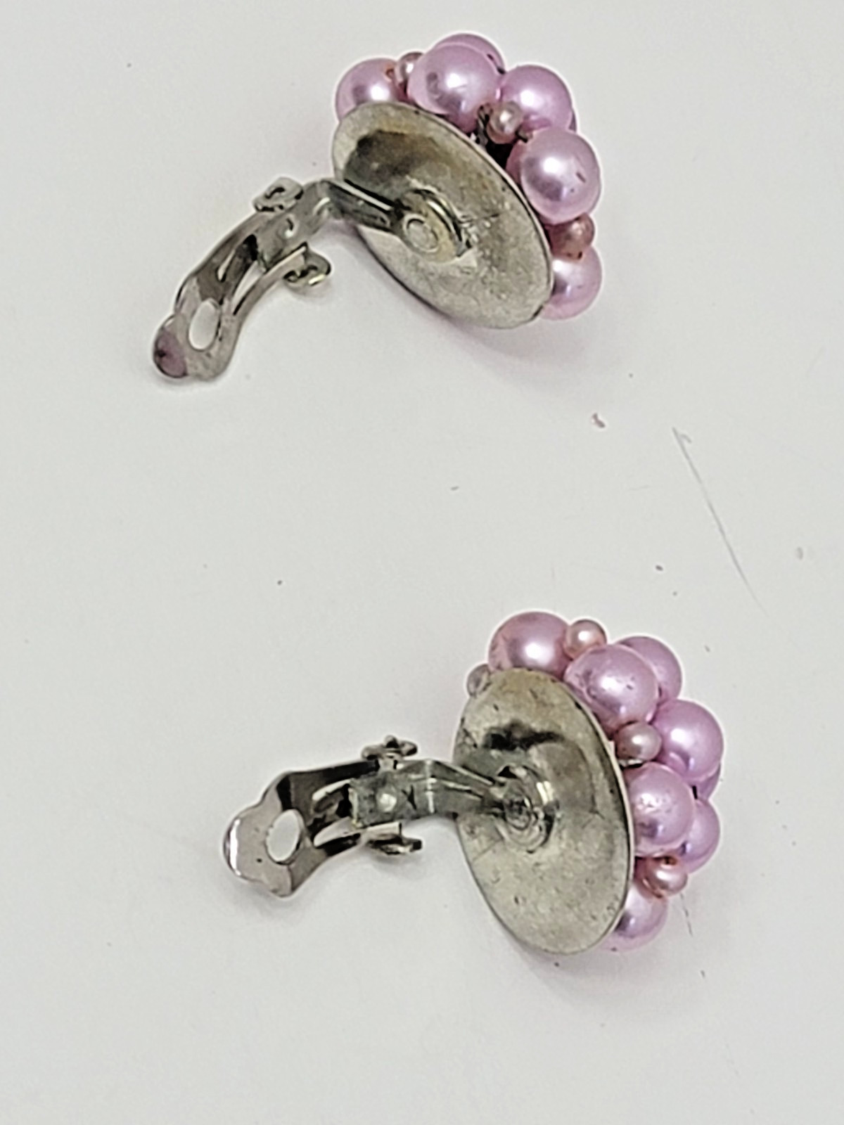 Vintage Lilac Imitation Glass Pearl Necklace & Earring set, 5 Strands