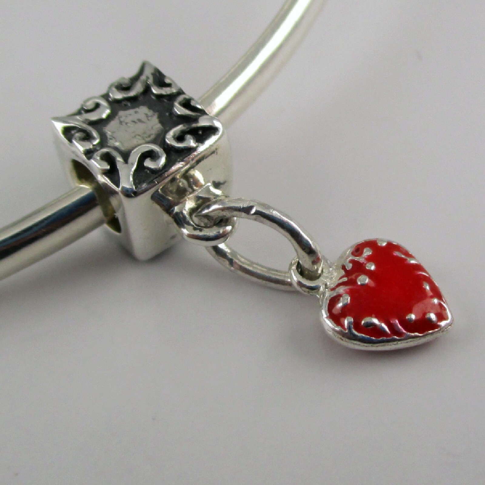 Sterling Silver VICTORIAN BOX Charm Bead for Bracelet HANGER Holder ADAPTER New