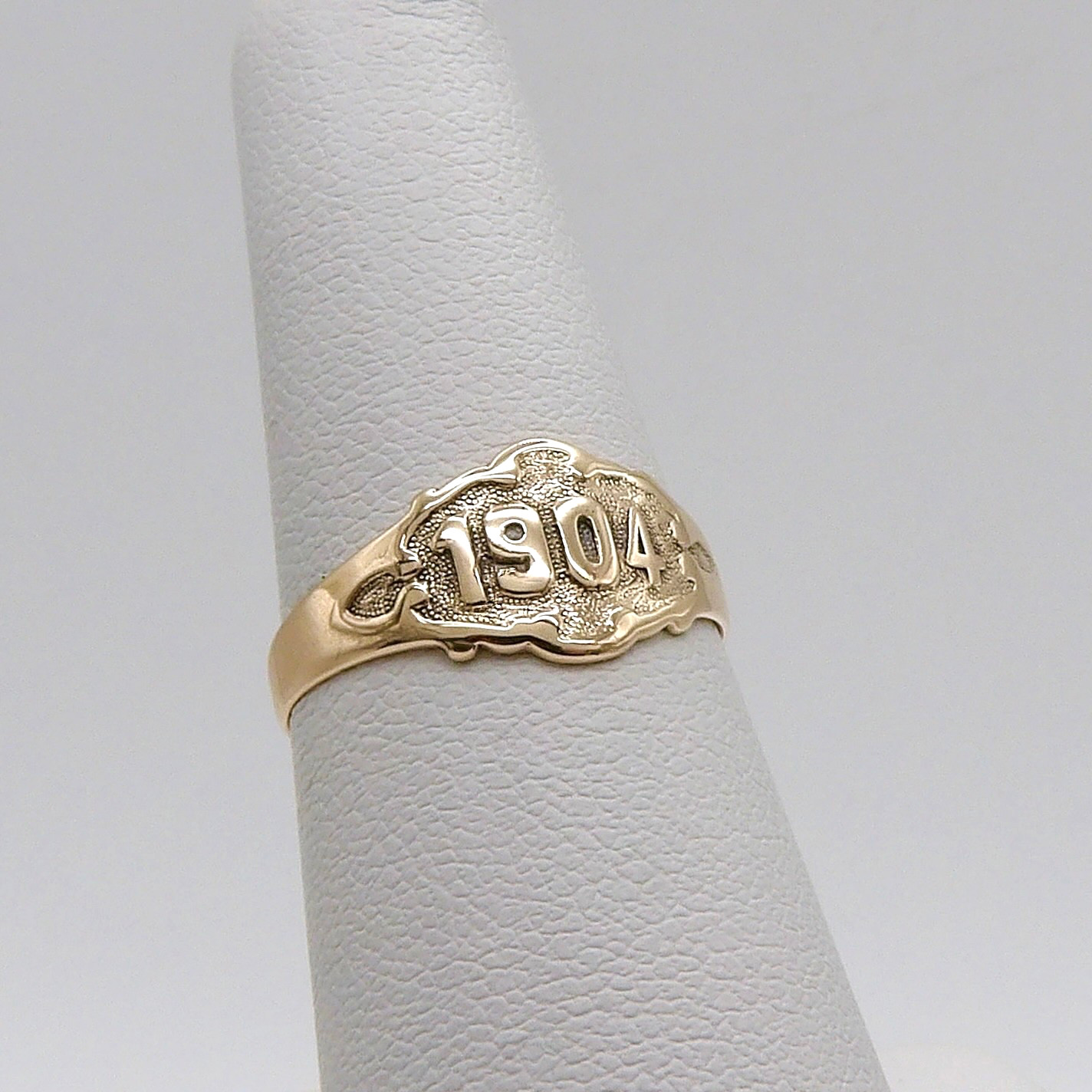 Art Nouveau Solid 14k Gold Date Signet School Ring 1904 sz6.5
