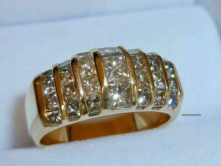 3CT Princess Cut Lab Created Diamond Mens Engagement Ring 14k Yellow Gold Plated