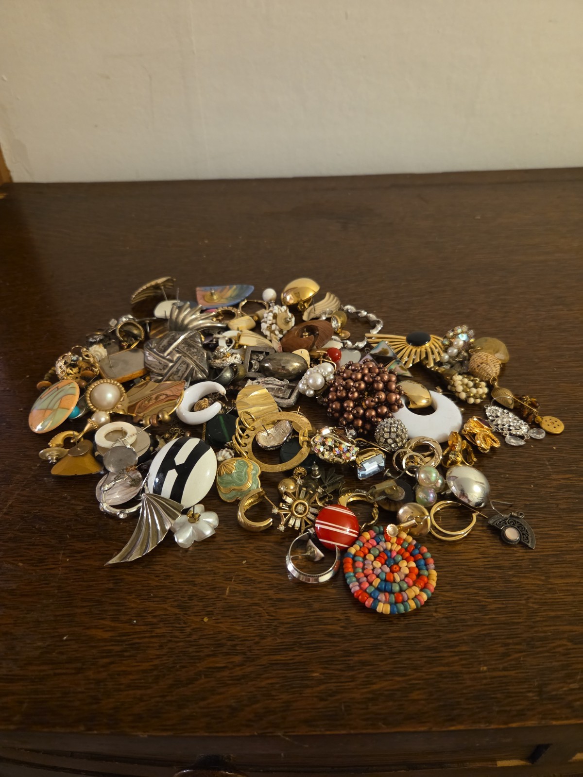 Vintage Lot Of Unmatched Single Earrings Post And Clip On