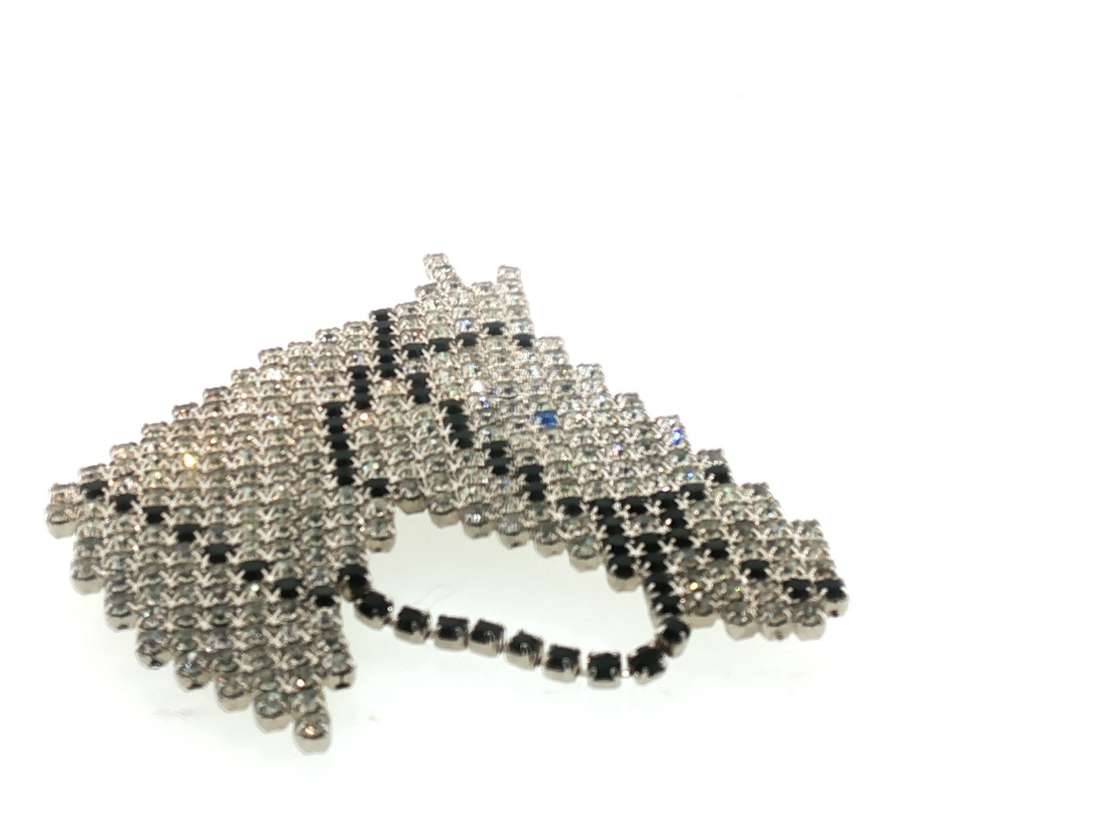 Vintage BAUER Signed Mesh Rhinestone Horse Head Brooch – Sparkling Statement Pin