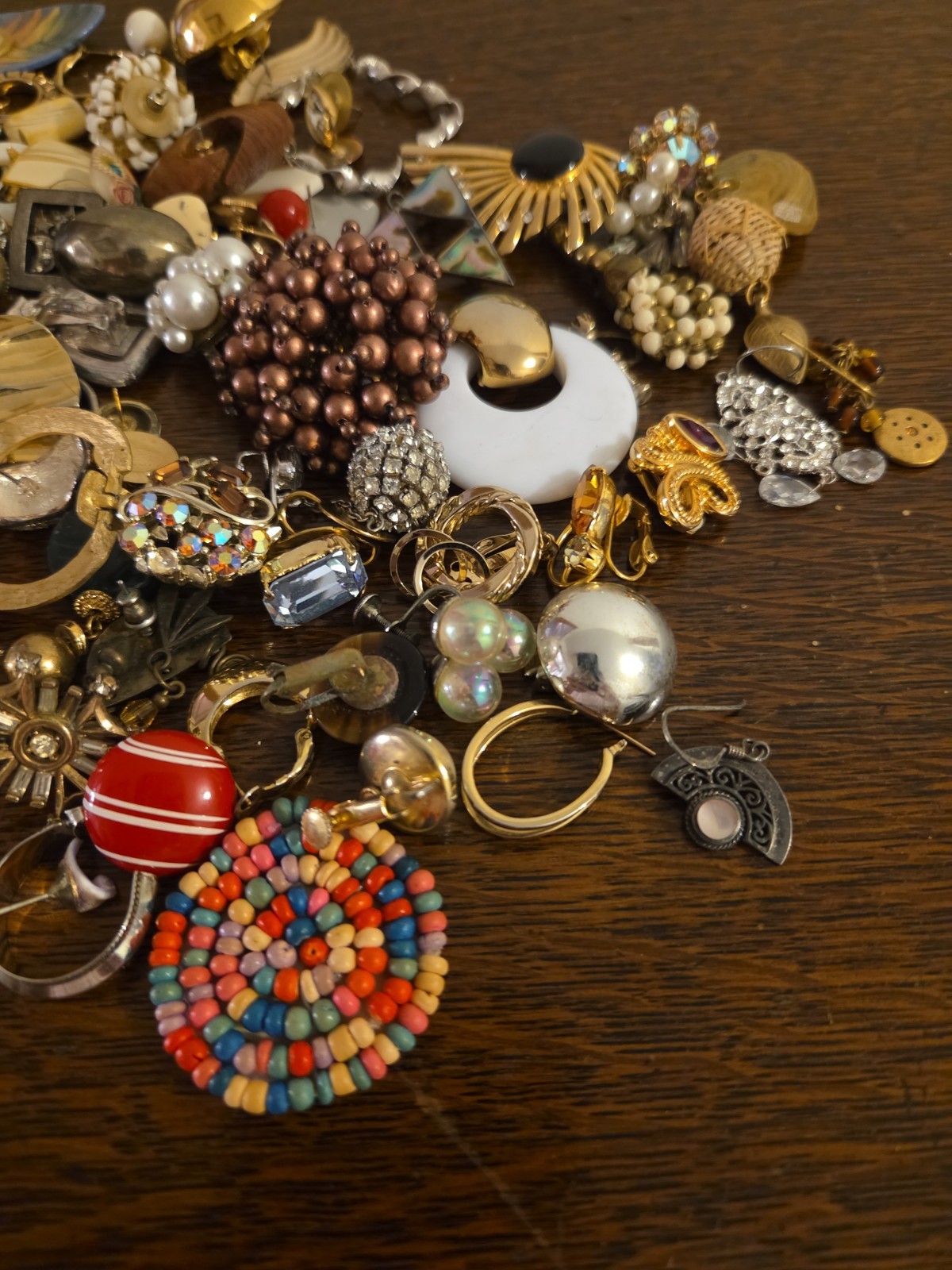 Vintage Lot Of Unmatched Single Earrings Post And Clip On