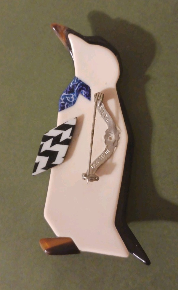 Lea Stein Paris Penguin Brooch Pin Plastic Vintage