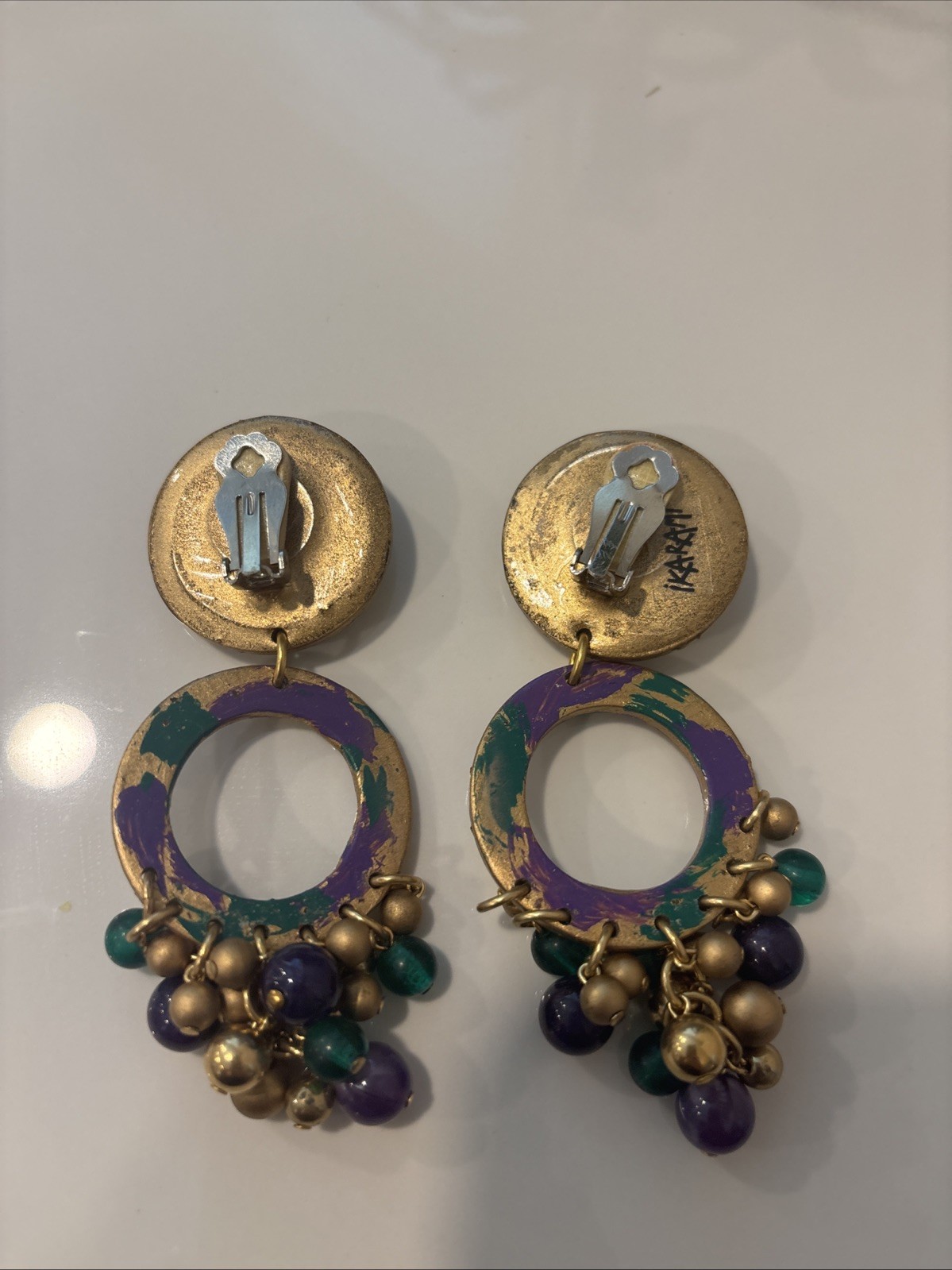 Ikarami Designer Haute Couture Dangle Drop Clip Earrings LargE