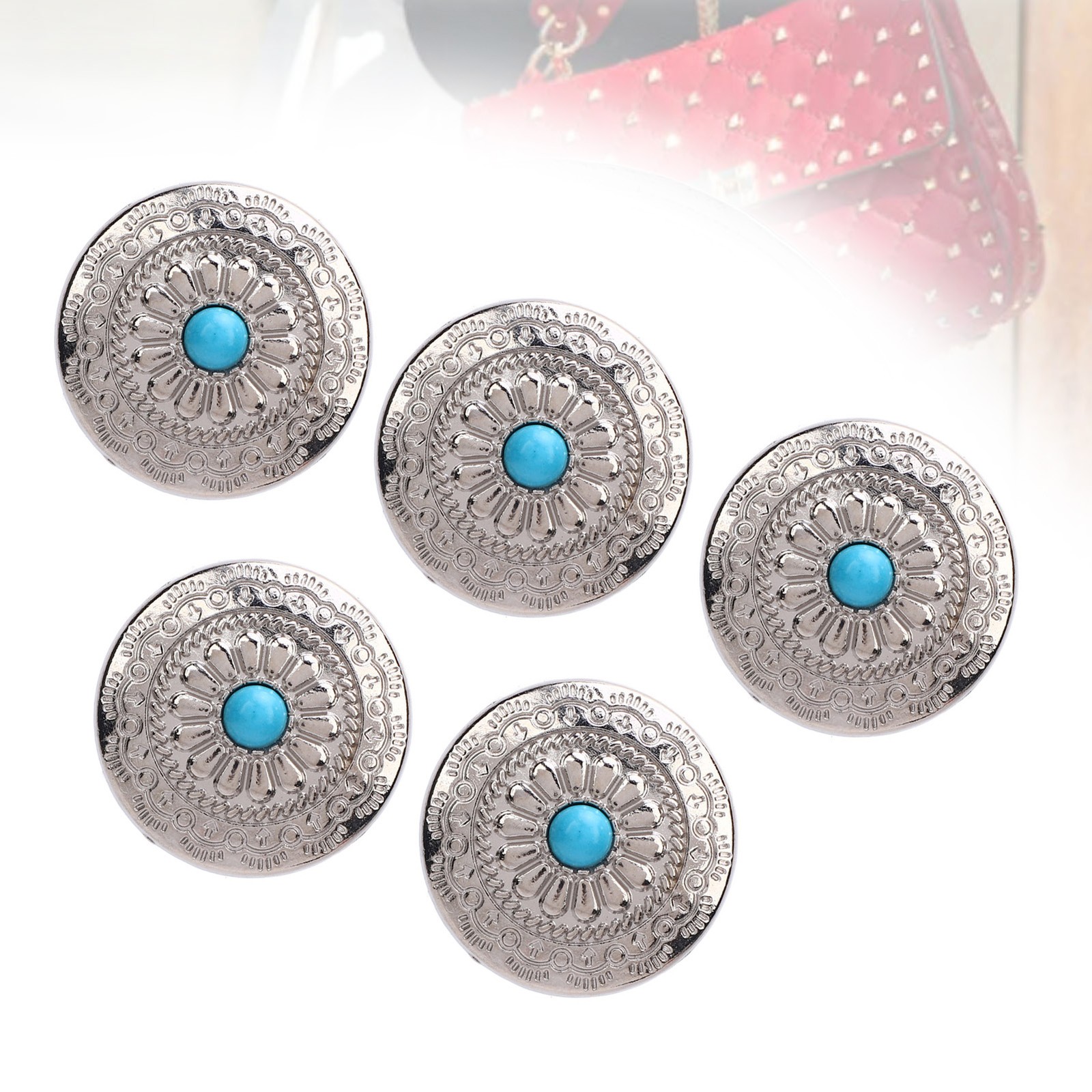 Blue Turquoise Screw Buttons Elegant Design For Leather Crafts Easy To Use