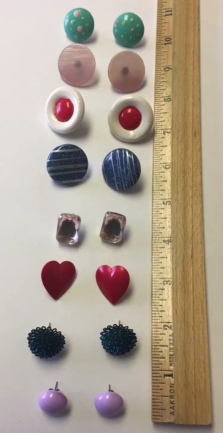 Vintage Earrings Colorful Lot Of 8 Pair Pierced 1980’s to 90’s (a4)