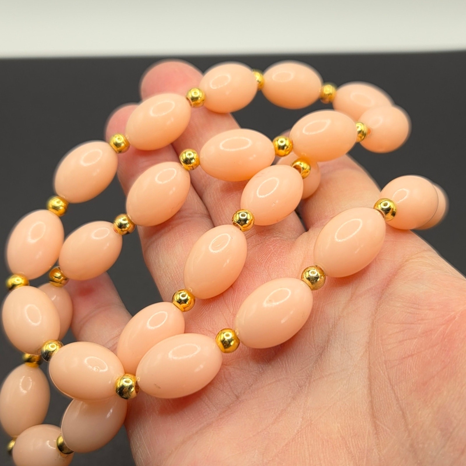 Vintage Pink and Gold Beaded Necklace